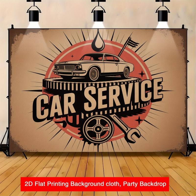 Heavy Equipment In Chinese - Grote retro autoservicebanner - stevig garagebord,